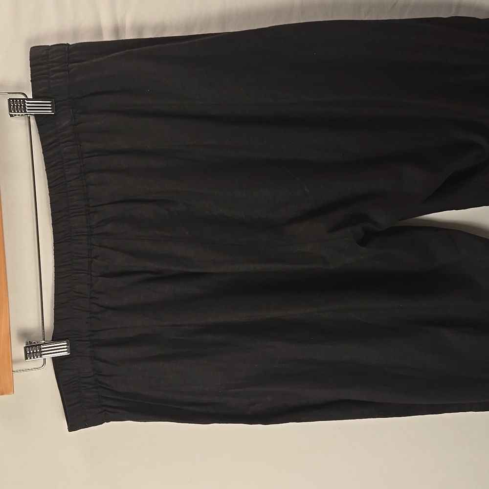 Soft Surroundings Sonoma Linen Blend Wide Leg Trousers Pants Sz L Black Boho - Picture 5 of 10